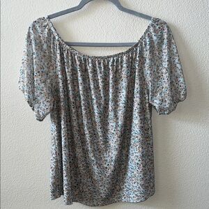 Lane Bryant Floral Blouse - Blue and Brown